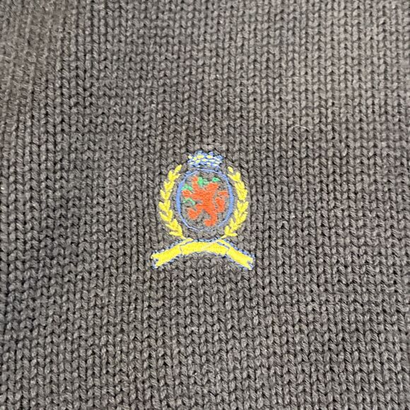 Tommy Hilfiger Vintage Navy Blue Rib Knit Pullover Sweater Mens Large Logo Chrty - Picture 7 of 15